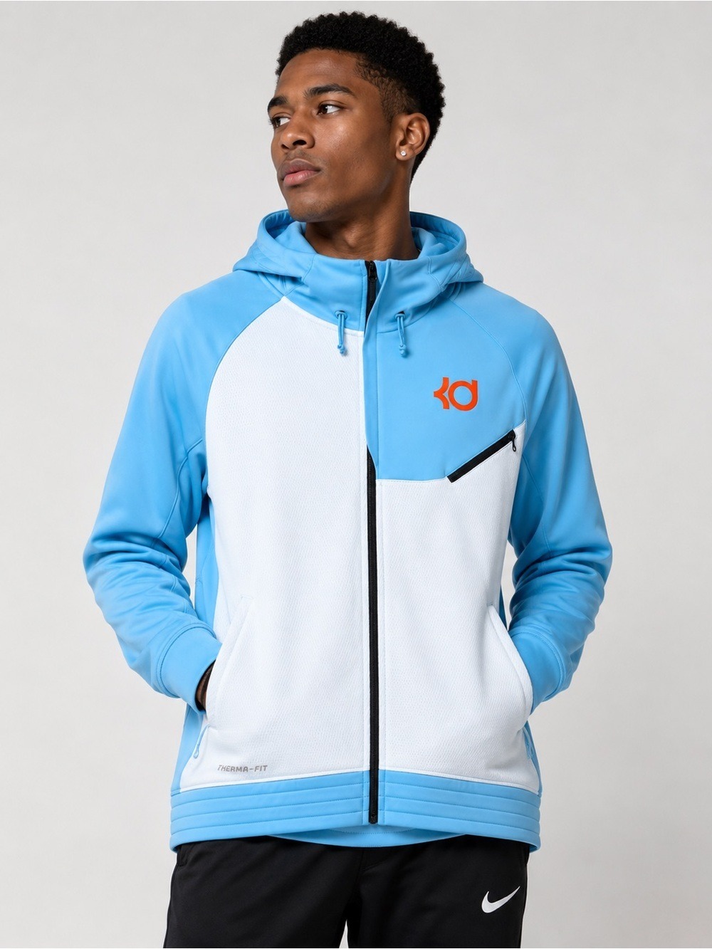 Nike Light Blue & White Full‑Zip Hooded Performance Jacket